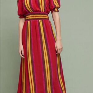 Pink, red, golden yellow, beautiful maxi dress in excellent condition